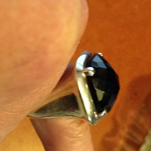 FINAL SALE BEFORE REMOVAL! BOLD/FACETED SS BLACK ONYX STAMPED RING, GORGEOUS - Picture 1 of 6